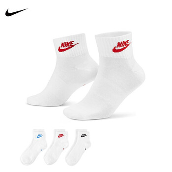 耐克（NIKE）男袜女袜2023秋季新款运动袜3双装休闲袜舒适透气中筒袜子DX5074 DX5074-911/三双装 S