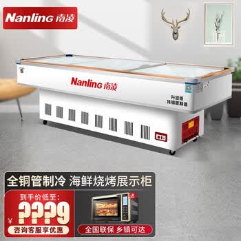 南凌(nanling)海鲜烧烤展示柜卧式商用大容量冰柜鲜肉冷冻柜水果蔬菜