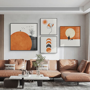 客厅装饰画空间艺术四联装饰画沙发背景墙现代简约组合挂画轻奢抽象画