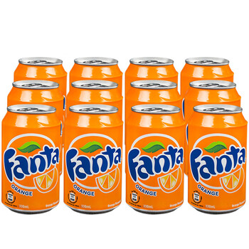 芬达(fanta)香港进口橙味果汁碳酸汽水饮料易拉罐装330ml*12罐 芬达