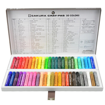 【全网低价】樱花(SAKURA)油画棒蜡笔50色套装 精装礼物礼盒款 儿童安全绘画画笔美术彩绘工具玩具美术写生