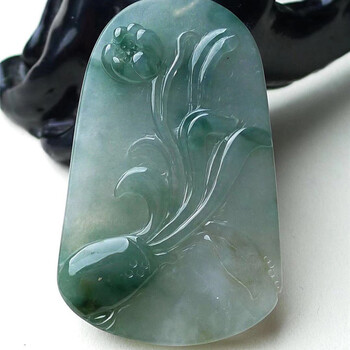 杨氏六喜翡翠兰花吊坠天然缅甸a货冰糯种飘花翡翠兰花玉牌老坑挂件