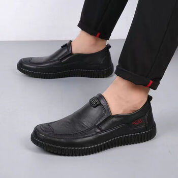 争俊爸爸鞋防滑防臭牛筋底皮鞋春秋季新款老北京布鞋男单鞋防水透气高