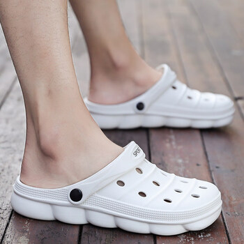 凉拖鞋男2021新款夏洞洞鞋潮外穿凉鞋包头大头拖鞋软底沙滩鞋白色39