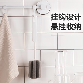 茶花 杯刷 奶瓶刷2个装长把刷杯子神器海绵刷洗杯子神器刷洗水杯刷子*