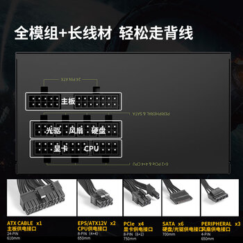 长城（GreatWall）额定650W G6铜牌全模组电脑电源（12V大单路/全电压/双CPU）