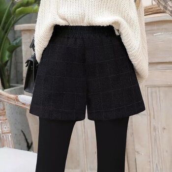 钰今歌腰女秋穿打底新款搭显瘦短裤毛呢靴裤定制黑色子款xxs建议400斤