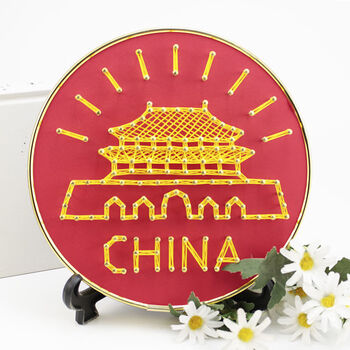 爱国红色主题钉子绕线画 活动手工diy材料包学生作业礼物品装饰画npc