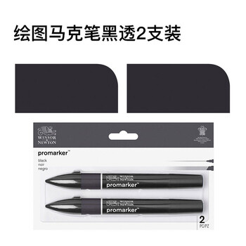 温莎牛顿【弗洛伊德同品牌】双头马克笔专业绘图马克笔套黑透2支水彩笔