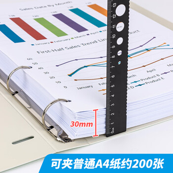 天色 a4两孔文件夹打孔 二孔活页夹资料册多功能办公室收纳 彩色穿孔大容量加厚强力夹  TS-1862 多巴胺蓝