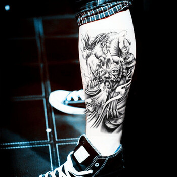 纹身贴花臂割线艺刺青色防水纹身贴男女款手臂花臂小腿仿真线条刺青贴铭佳玲新款黑貔貅三张 图片价格品牌报价 京东