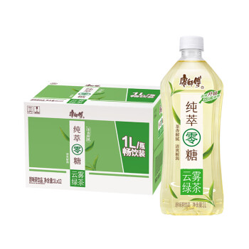 康师傅纯萃零糖 云雾绿茶 1l 清爽茶饮料饮品无糖0糖 1l*2瓶