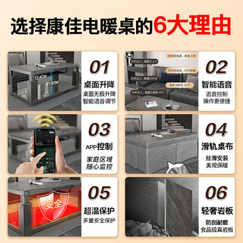 康佳电暖桌长方形1.5米电炉取暖桌烤火桌石墨烯上下发热烤火茶几升降电烤炉变频节能多功能电暖炉