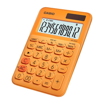 卡西欧（CASIO）MS-20UC小型桌面计算器 办公工作小学生四年级计算器桌面学习 热橙黄