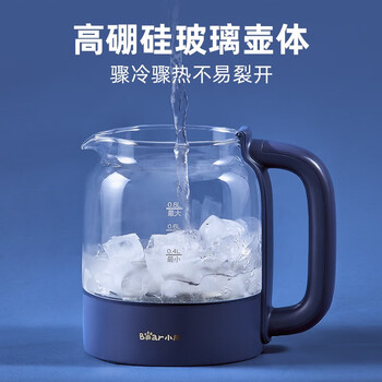 小熊（Bear）迷你养生壶养生杯 烧水壶 煮茶壶 保温杯垫多功能花茶煮茶壶YSH-C08V1蓝色