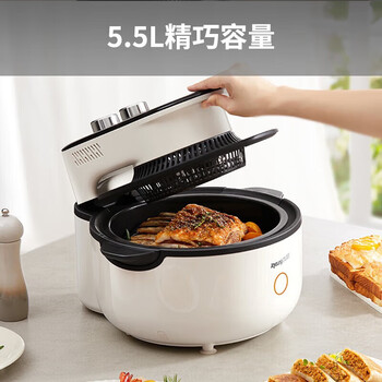 九阳（Joyoung）空气炸锅5.5L 可视大容量电炸锅 蒸汽嫩烤不用翻面 双旋钮控温控时 多功能烤箱薯条机 KL55-V0Fast