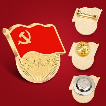 嘉然恒 铜制党徽5枚装蝴蝶扣款 国家标准款党员徽章胸章