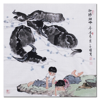 周金阊 著名画家《向阳湖畔》尺寸:70cmx70cm 四平尺