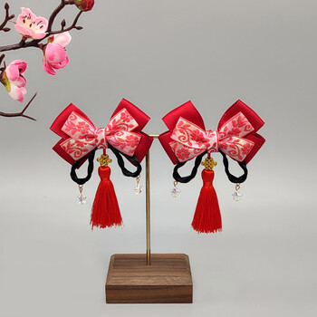 中国风女童假发对夹配饰汉服公主头饰蝴蝶结流苏发饰儿童饰品国风蝴蝶