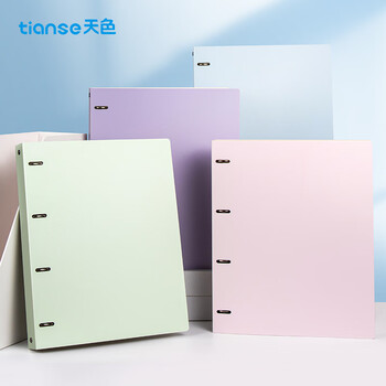 天色 a4两孔文件夹打孔 二孔活页夹资料册多功能办公室收纳 彩色穿孔大容量加厚强力夹  TS-1862 多巴胺蓝