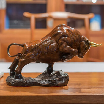 匠魂黄铜牛摆件创意华尔街牛工艺品家居玄关客厅办公桌摆设装饰品客户