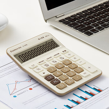 齐心(Comix)语音计算器 12位大屏桌面计算机 办公/学习用品 高颜值简约时尚 白C-1376