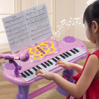 猫贝乐宝宝电子琴音乐玩具乐器 儿童钢琴37键弹唱带麦克风唱歌机早教机故事机 男女孩生日