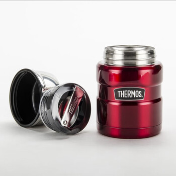 膳魔师（THERMOS）焖烧杯470ml 保温饭盒保温杯 带勺子真空焖烧罐 SK-3000 酒红