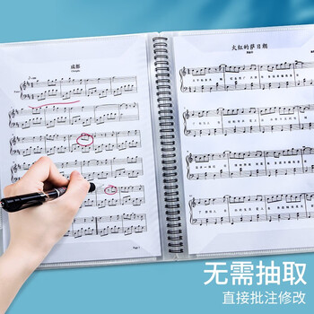 金得利 A4乐谱夹 钢琴谱夹曲谱书夹子 吉他古筝谱夹子 40页文件袋学生曲谱夹五线谱夹可修改书写 米白 CF221 