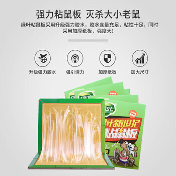 绿叶 粘鼠板10片 新世纪精装捕鼠板 强力胶水粘性 花生香味引诱