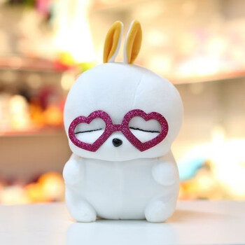 小米石柯霸流氓兔公仔 马修公仔流氓兔娃娃贱兔萌萌兔24cm墨镜蓝色玫