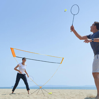 迪卡侬（DECATHLON）便携式羽毛球网快开网羽毛球架基础款橙色-4906275
