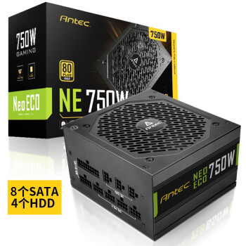 安钛克 Antec NE750金牌全模组/全日系电解电容/寿命更持久/支持风扇启停/双8pin电脑主机电源750W