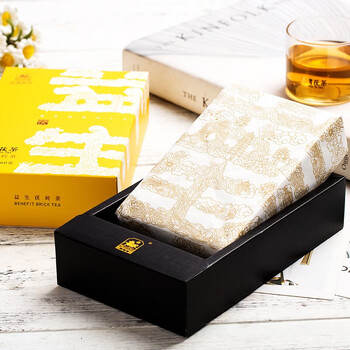 泾渭茯茶益生小黄砖360g礼盒装黑茶 陕西黑茶伏茶 金花茯砖茶中秋送礼礼品