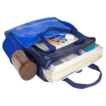 金得利三用可背式补习袋小学生书包多功能手提袋大容量拎书袋男女儿童美术袋补习包补课包文件袋蓝DC1925