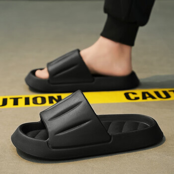 yryo踩屎感凉拖鞋男士夏季情侣外穿居家室内浴室防滑厚底大码拖鞋 黑