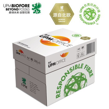 UPM黄奥友 80g A4打印纸 复印纸 加厚款 500张/包 5包/箱（2500张）