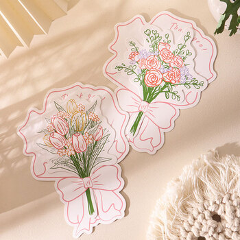 狮洛德 母亲节贺卡送礼感谢卡生日礼物伴手礼小卡片鲜花手写礼品卡6张均发