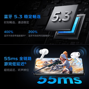 vivo TWS 3i 长续航版 墨蓝 50h超长续航版 AI通话降噪 适配苹果小米华为  蓝牙耳机 S50搭配耳机