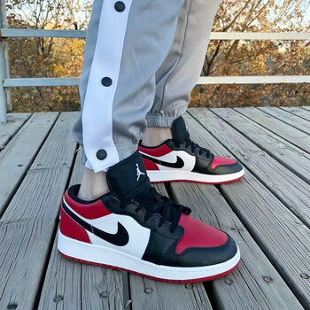 耐克(nike)air jordan 1 low aj1女款黑红脚趾男子低帮休闲运动篮球鞋