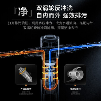 美的（Midea）前置过滤器超15T/h大水量家用高端款双涡轮半自动反冲洗全铜防爆免换芯全屋净水器QZBW20S-24Pro