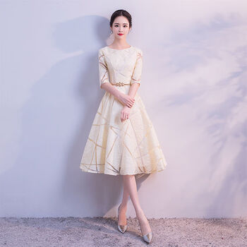 寒栩女生订婚衣服平常可穿夏天香槟色伴娘服2023新款平时日常气质小个