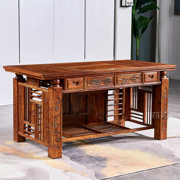 和沐红木家具非洲花梨学名刺猬紫檀茶桌椅组合新中式泡茶台整装茶艺桌