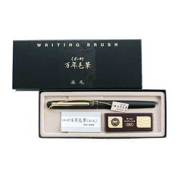 吴竹（KURETAKE）进口 万年毛笔 科学毛笔 自带墨水 天然狼毫 DV140-40套装 皮调黑