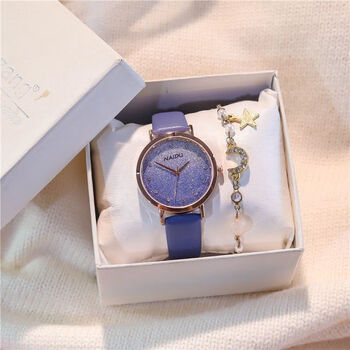 豫见美农渐变星空流沙手表少女简约气质复古中学生网红ins风小众表