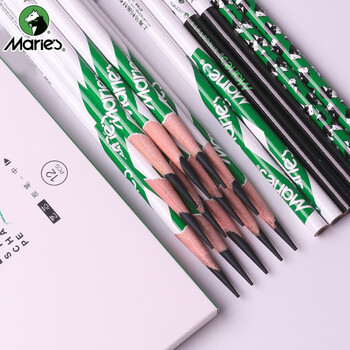 马利(Marie's)中性素描铅笔12支装 素描铅笔美术专用绘画软中硬碳笔 学生初学者考试画画专用C7370-4美术写生
