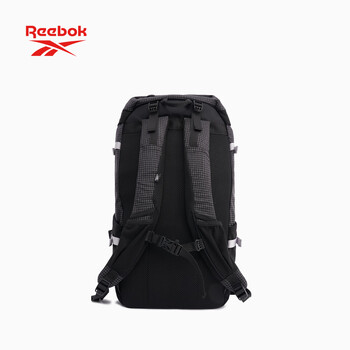 锐步防泼水轻量化双肩包多隔层耐磨运动背包透气可调肩带 黑色加大号