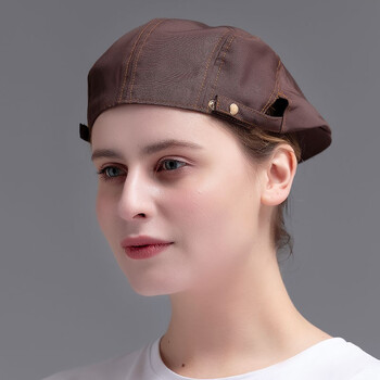 男女咖啡色奶茶店西餐厅前台收银帽子透气网夏季 咖啡色(可调节) 均码