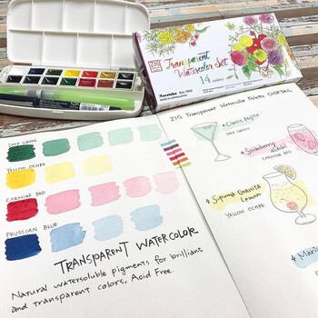 吴竹（KURETAKE）透明水彩固体颜料专业美术炫彩固体水彩颜料初学者学生用水墨画古风墨彩工笔画14色KG301-1