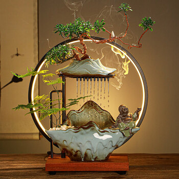 流水生财摆件家居创意喷泉客厅办公室桌面乔迁新居开业礼品小号进宝